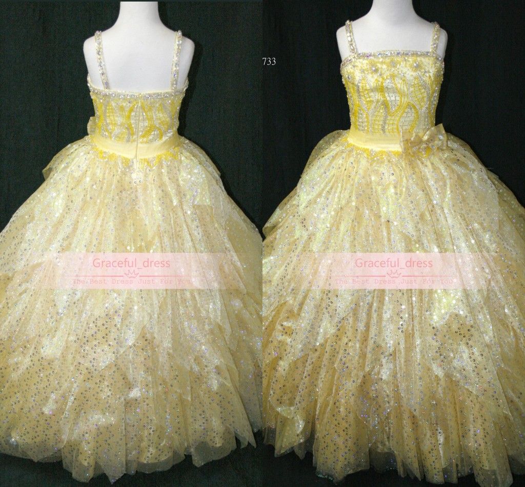 Lovely Flower Girl Dresses For Wedding Cute Spaghetti Straps Beads