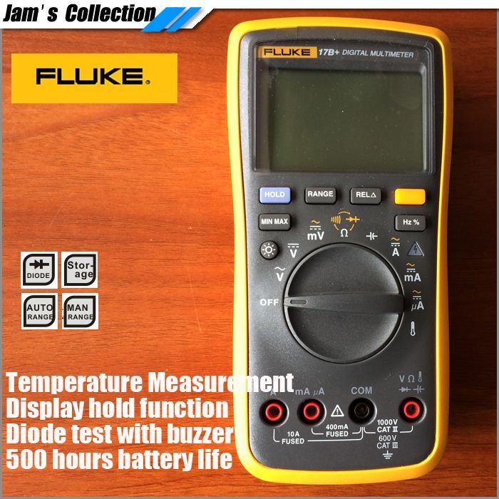 2017 Original Fluke 17b+ F17b+ Digital Multimeter, With Temperature