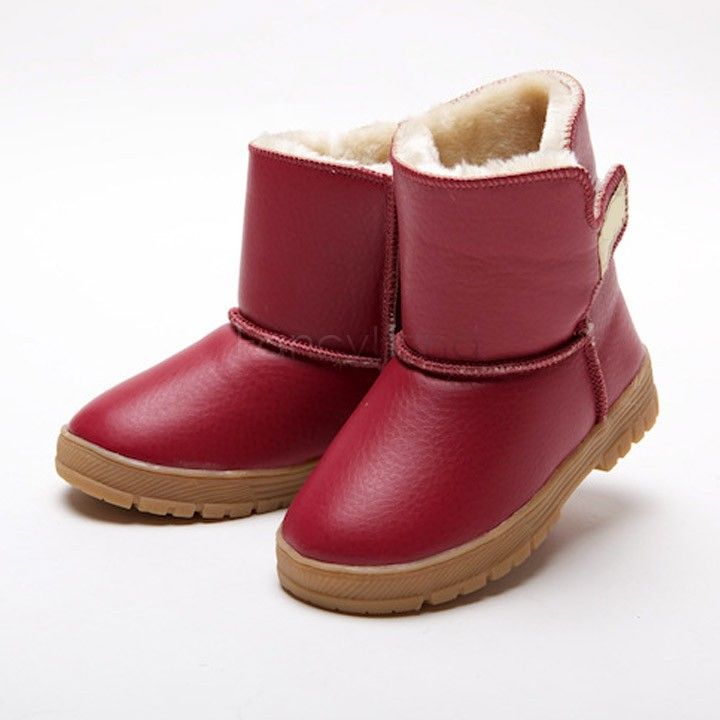 Children Baby Snow Boots Leather Girls Kids Winter Boots Size 10 13