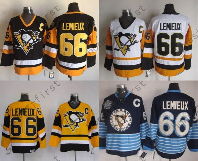 Best 2016 New Pittsburgh Penguins Throwback Jersey #66 Mario Lemieux