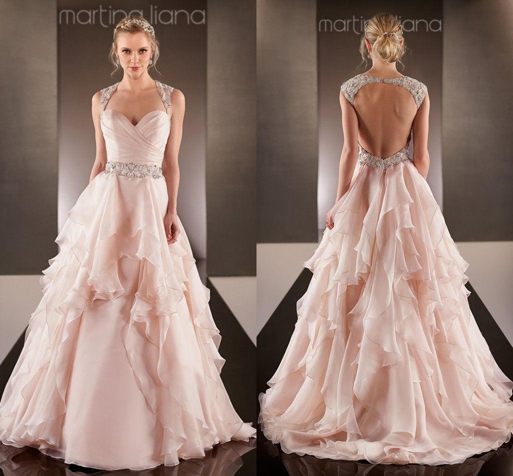 Discount Blush Wedding Dress 2015 Exquisite A Line Sweetheart
