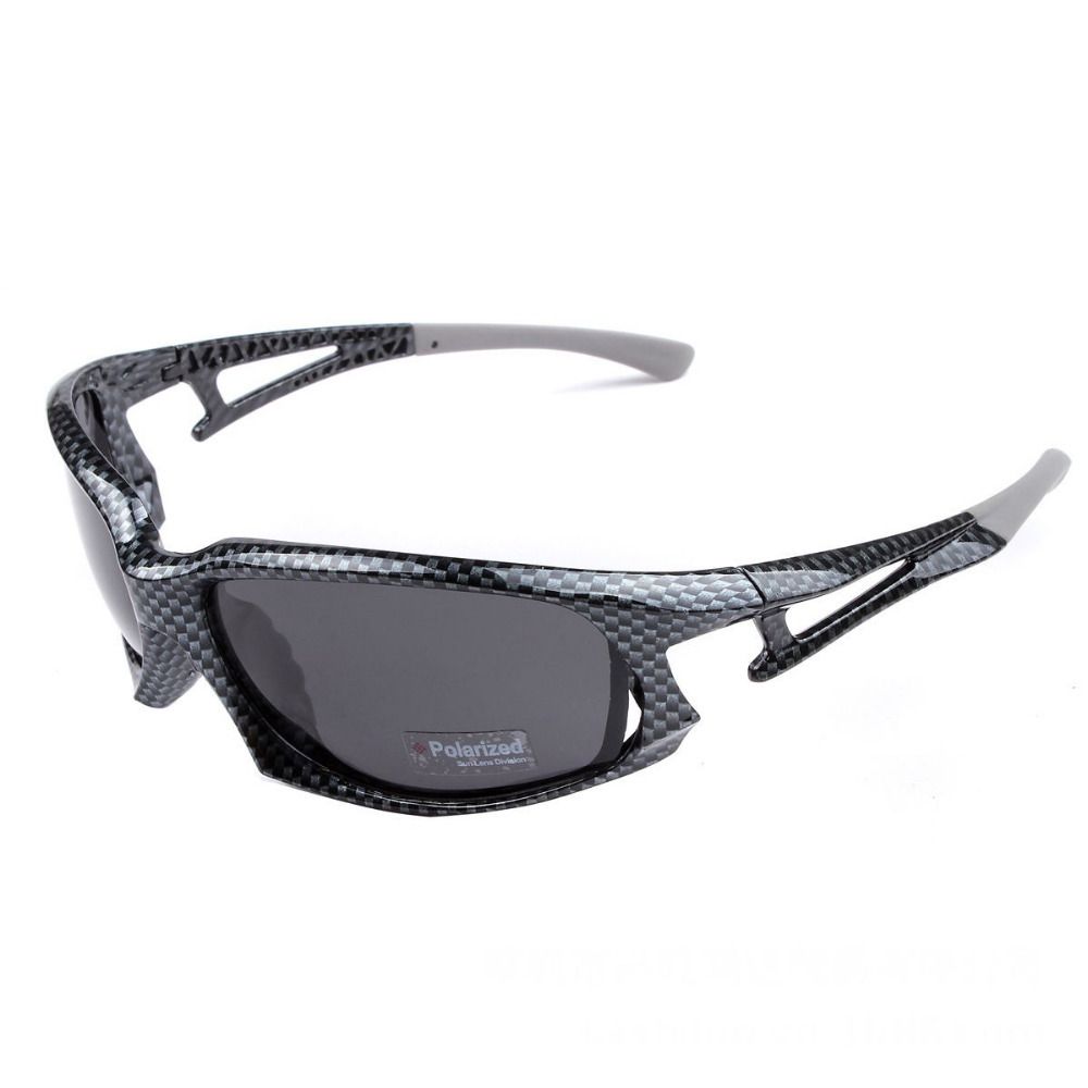 2017 Polarized Cycling Sunglasses For Men Wrap Around Carbon Fiber Snakeskin Frame Grey Lens