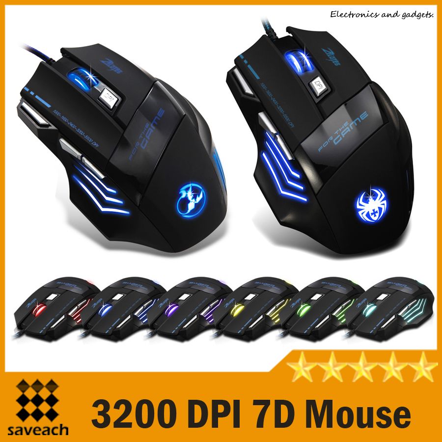 2017 Zelotes Professional Gaming Mouse 5500 Dpi 7 Buttons 7d Led