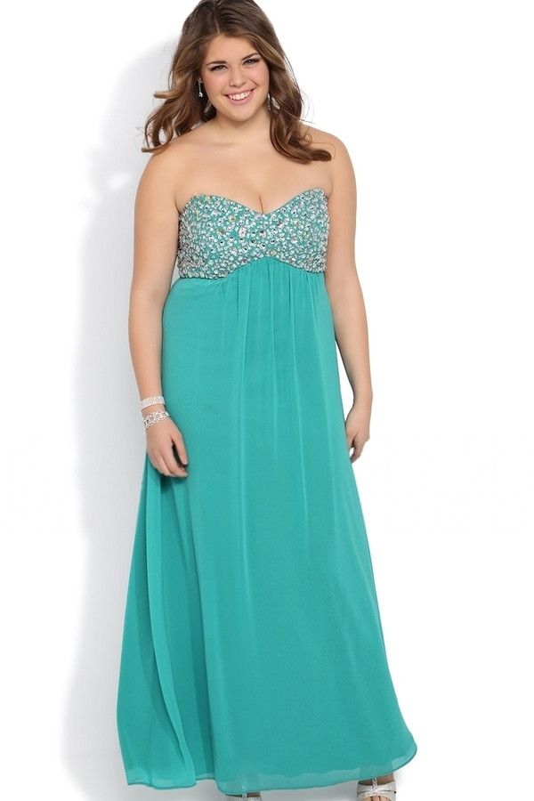 Teal Plus Size Prom Dress With Beads Sweetheat High Waist Floor Length