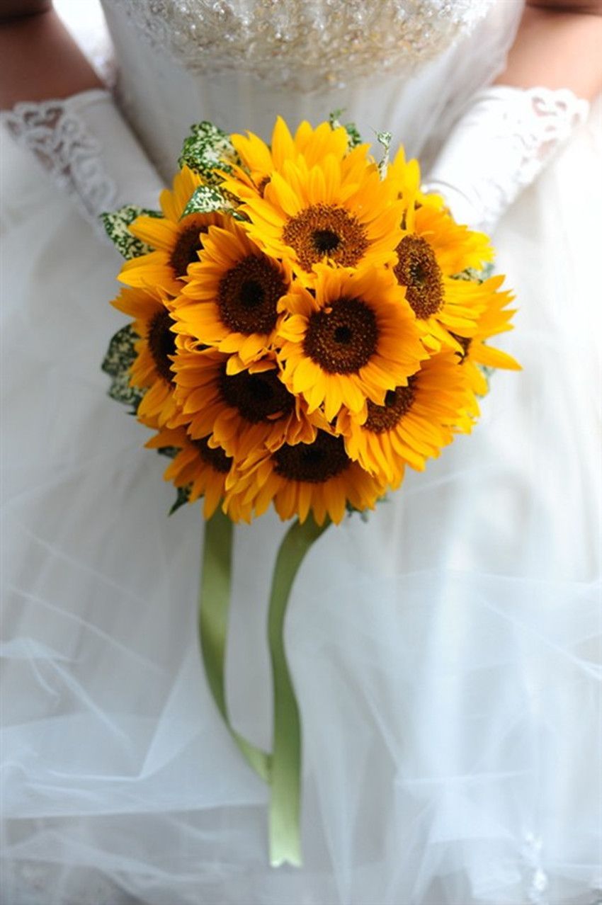 artificial sunflowers wedding bouquets 2015