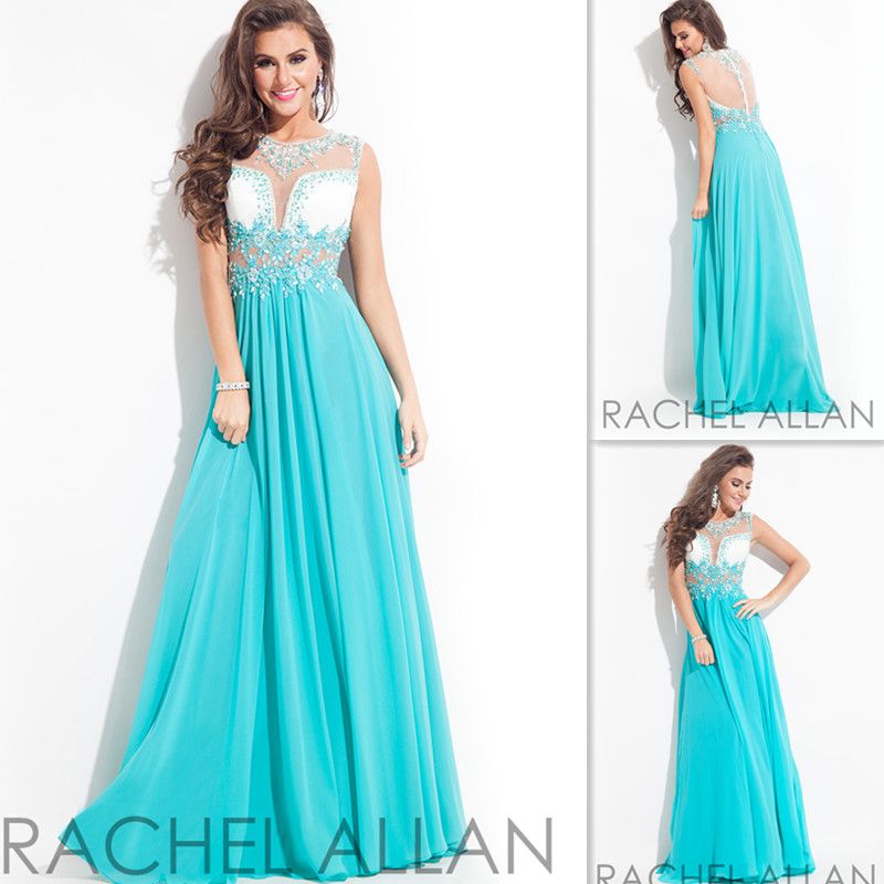 Mint Special Occasion Dresses For Women Sheer A Line Chiffon 2015 Prom