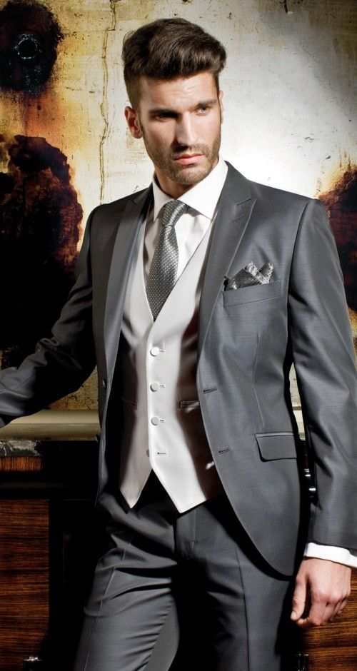 Grey Silver Wedding Suits For Men Peaked Lapel Grooms Tuxedos ... Grey Silver Wedding Suits For Men Peaked Lapel Grooms Tuxedos ...