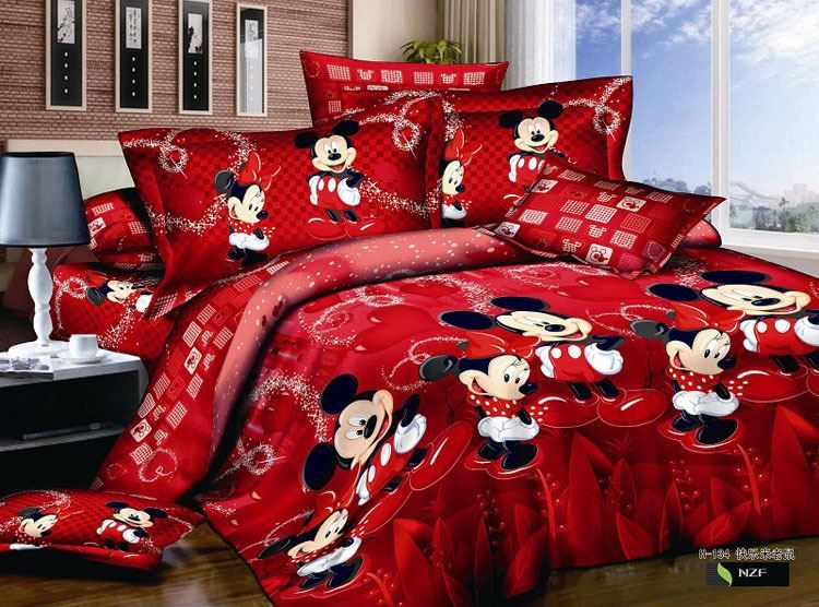 Mickey Mouse Kids Print Bedding Set Bedclothes 100 Cotton Duvet