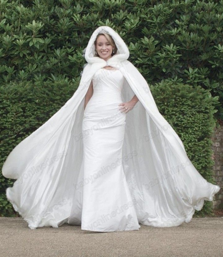 2015 Winter Cape Wedding Dresses Faux Fur Women Long ...