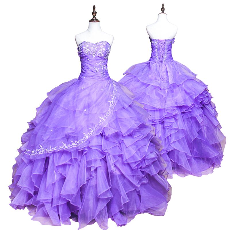 Shining Sweetheart Crystal Beads Light Purple Quinceanera Dresses 2016
