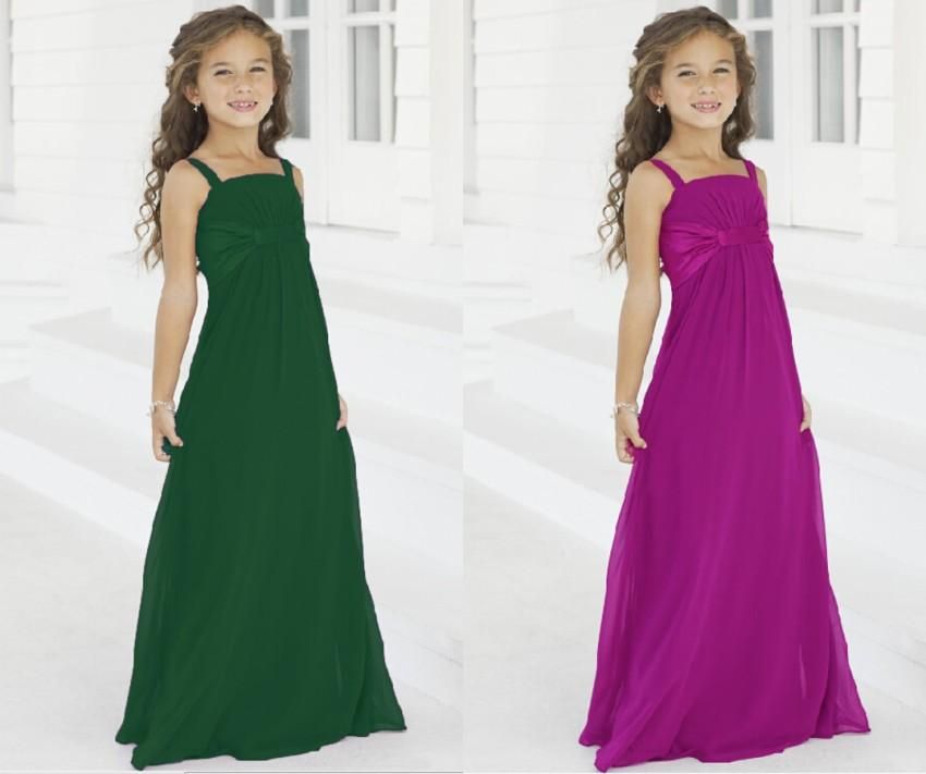 Beautiful Junior Bridesmaid Dresses Long Floor Royal Blue Chiffon Beach