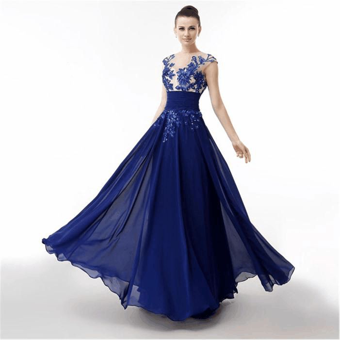 In Stock Blue Prom Dresses 2015 Hot Sale 100 Real Pictures Chiffon