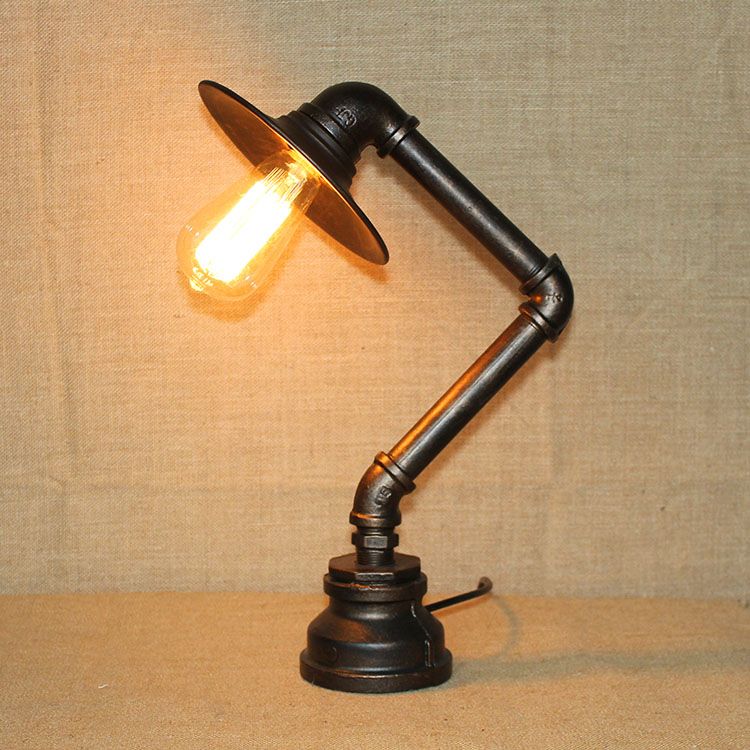 2017 Water Pipe Table Lamp With Black Lampshade S/L Edison Bulb Water