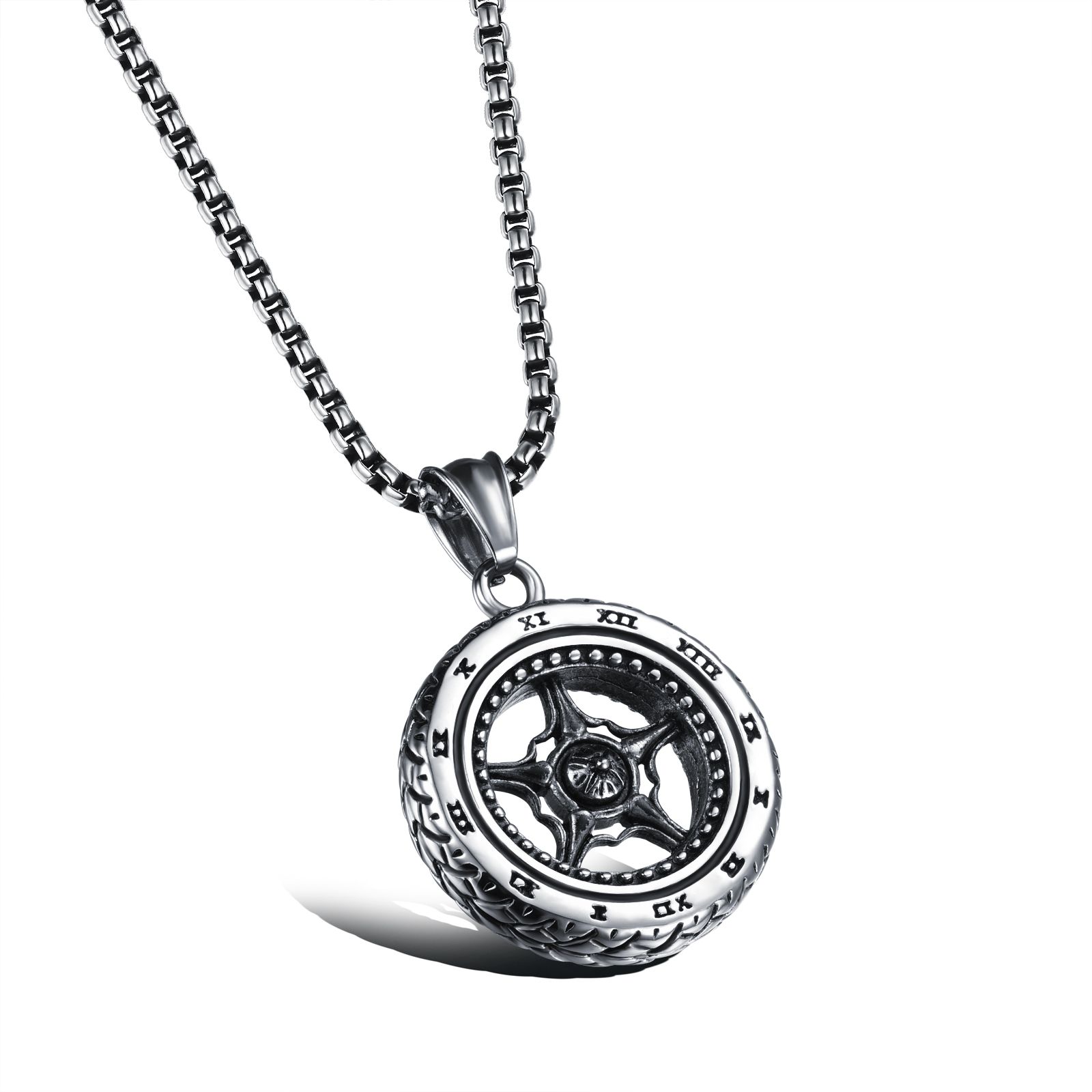 Wholesale Silver Car Wheel Rim Pendant Necklace Racing Necklace