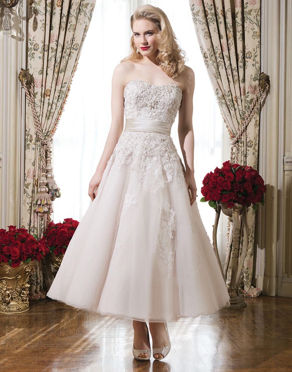 Justin Alexander 2015 Plus Size Wedding Dresses Tulle Tea Length Ball