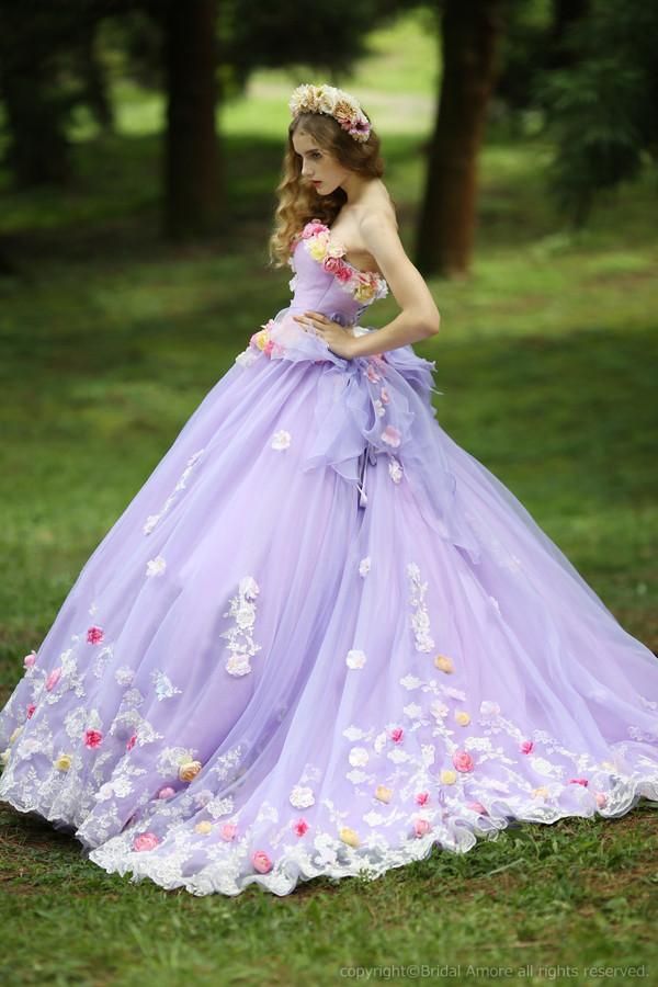Custom Charming 2015 New Spring Romantic Light Purple Wedding Dress For