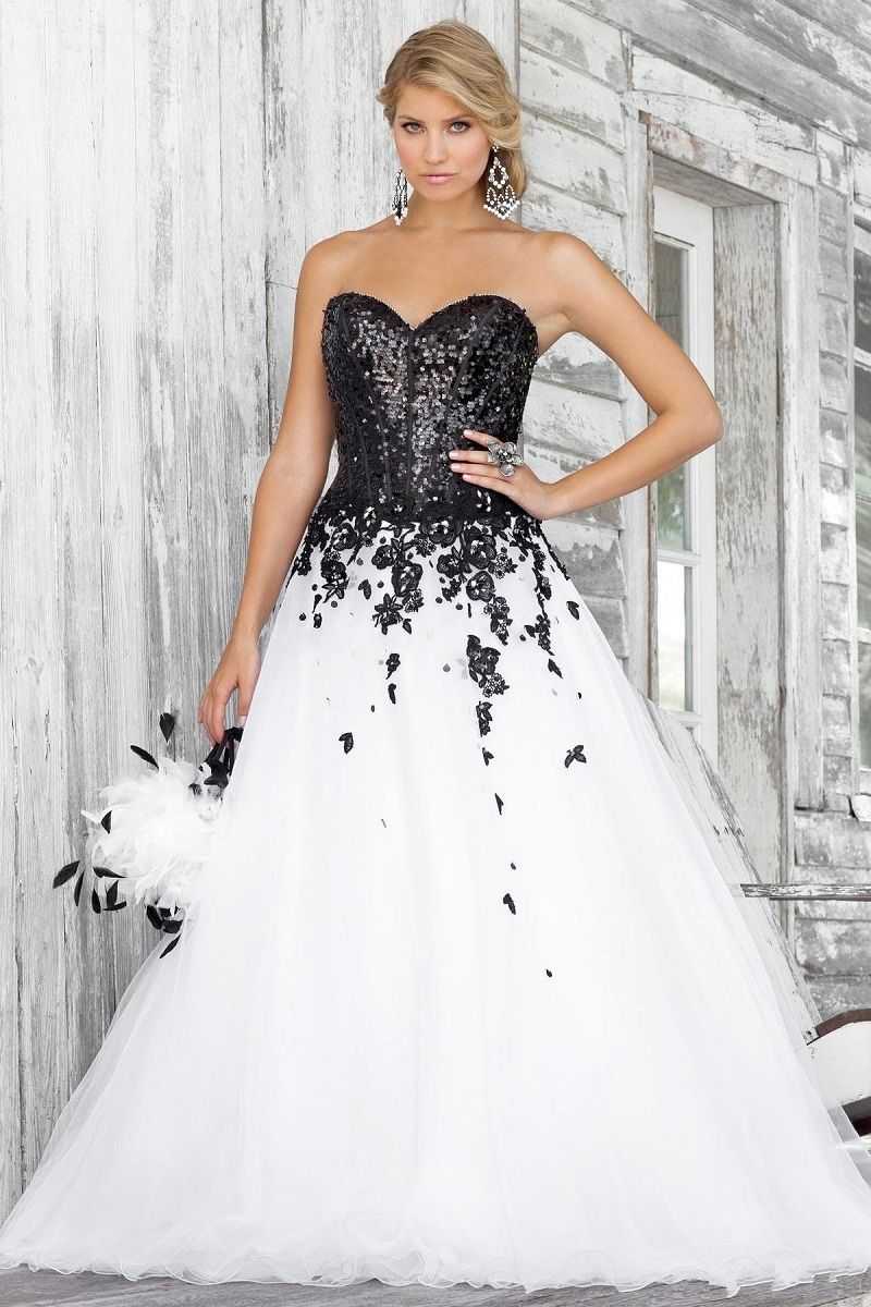 Ideas White Cheap Wedding Dresses black and white wedding dresses sweetheart bling applique bridal a line mariage brautkleid unique 2015 gothic gowns