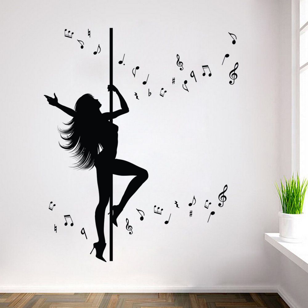 Creative Dance Girl Music Wall Sticker Removable Waterproof Stickers
