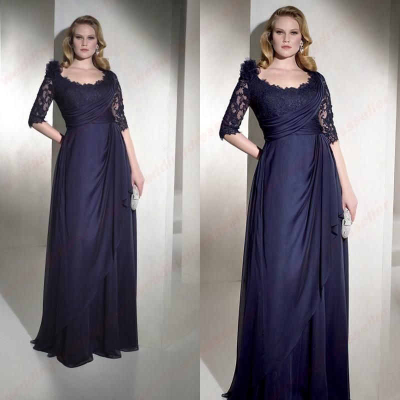 New Scoop Neck Long Floor Length Chiffon Plus Size Mother Of The Bride