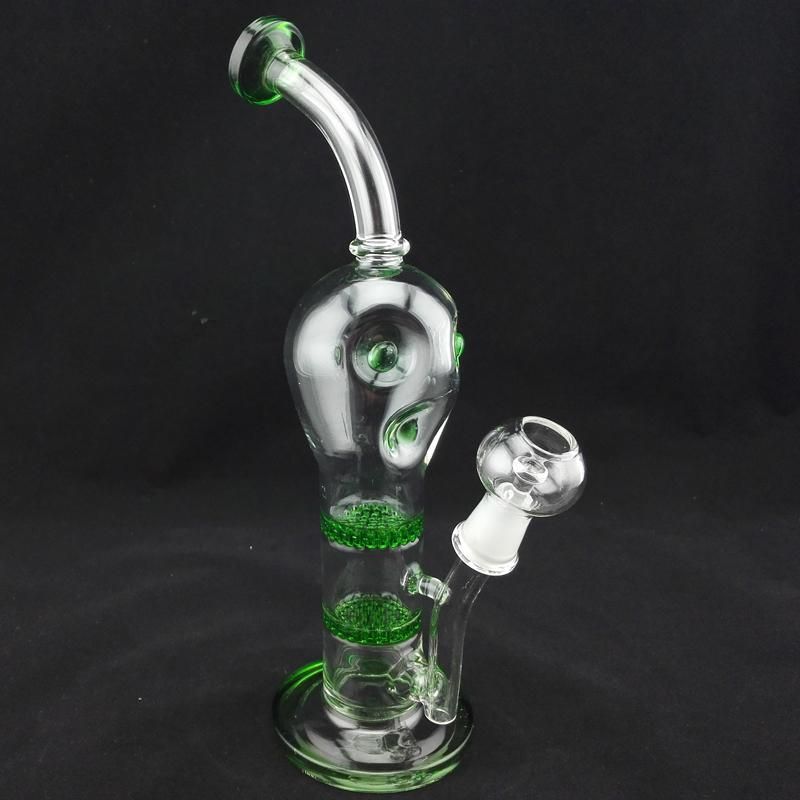 2018 Glass Water Bongs Alien Bong Water Pipes Double Recycler