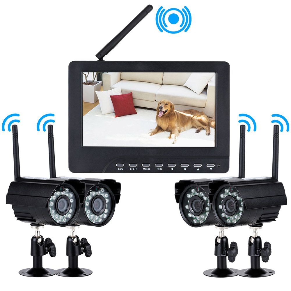Discount Dvr Security System Digital Wireless 7 Lcd Monitor Sd Card Recording And 4 Long Range ...