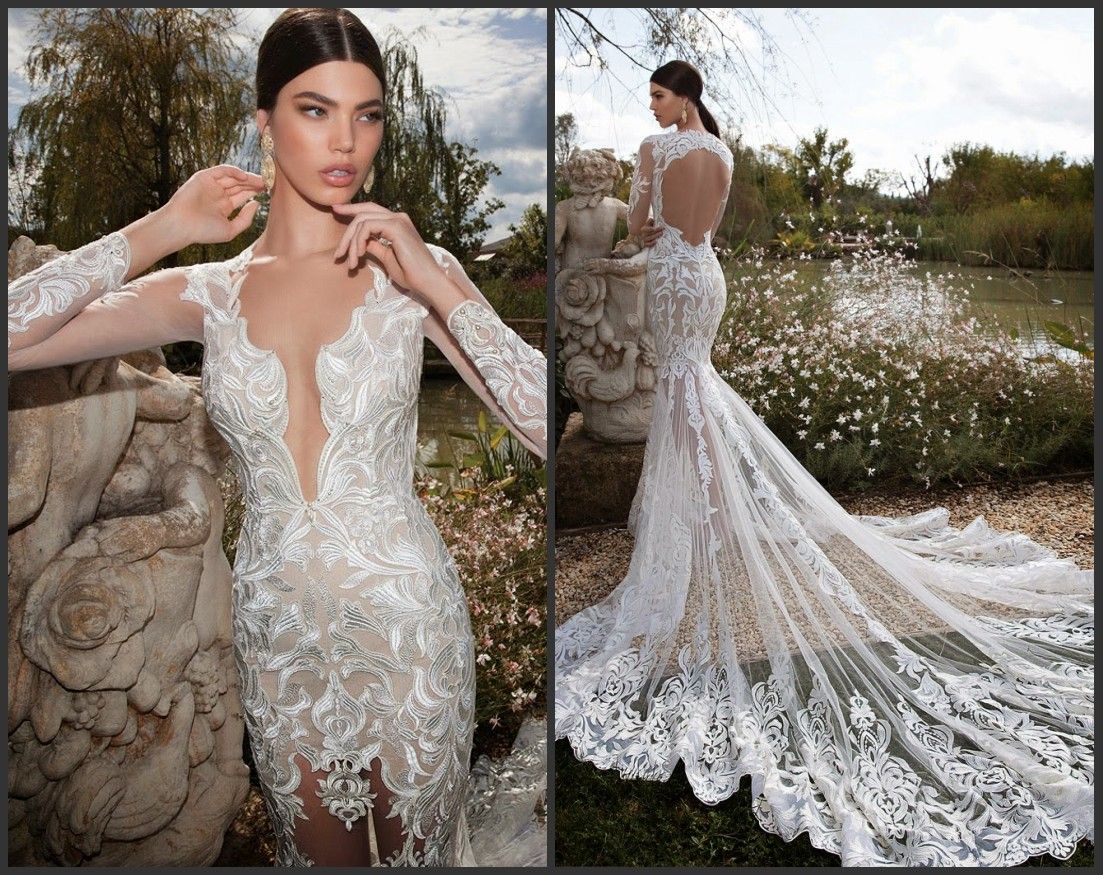 Wedding Sexy Wedding Dresses Images 2015 berta bridal sexy wedding dress deep v neck sheer long sleeve lace bridal