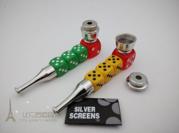 2017 Fashion Dice Metal Smoking Weed Pipes With Lid With Retail Package