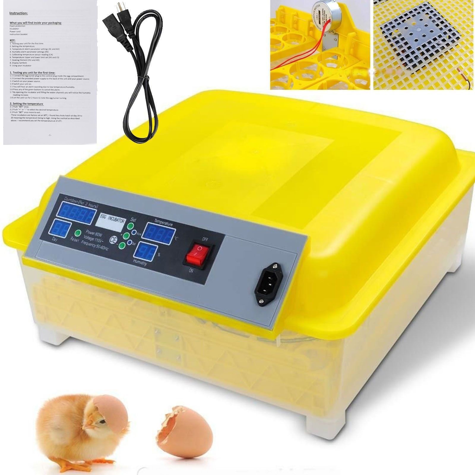 48 Digital Clear Egg Incubator Hatcher Temperature Control Automatic
