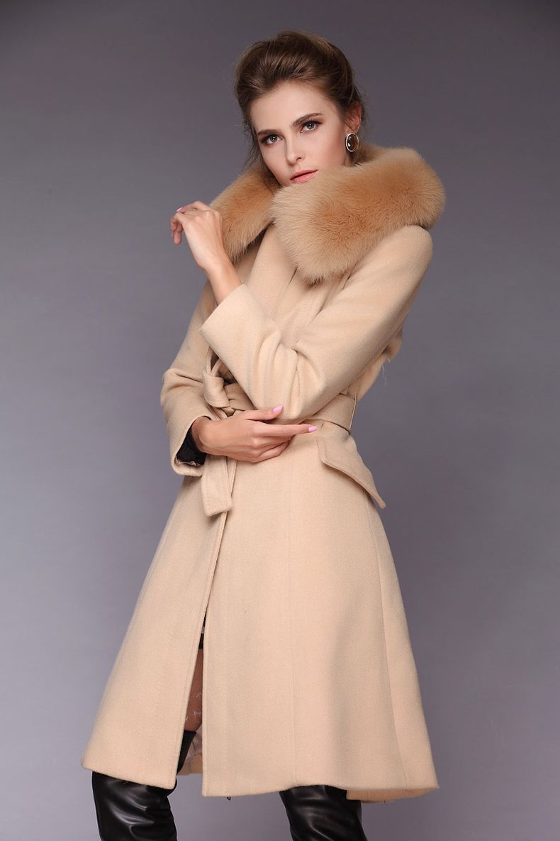 Online Cheap Brand Handmade Cashmere Coat Winter Luxury Real Fox Fur