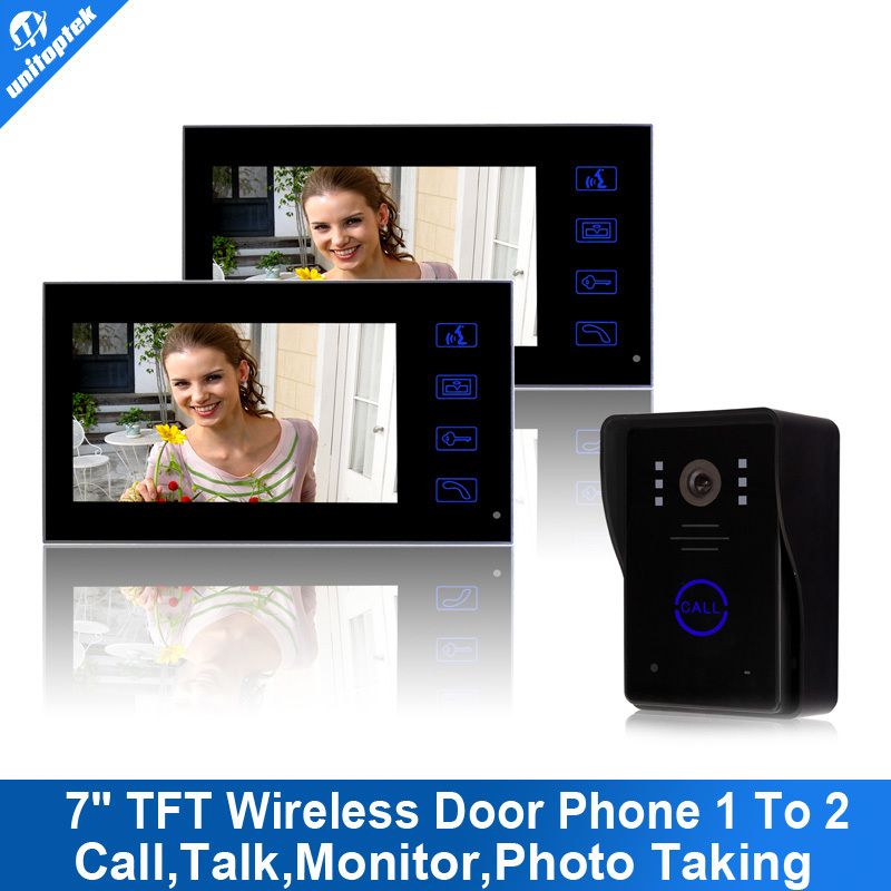 7 Tft 2.4g Wireless Video Door Phone 2 Monitors System Camera
