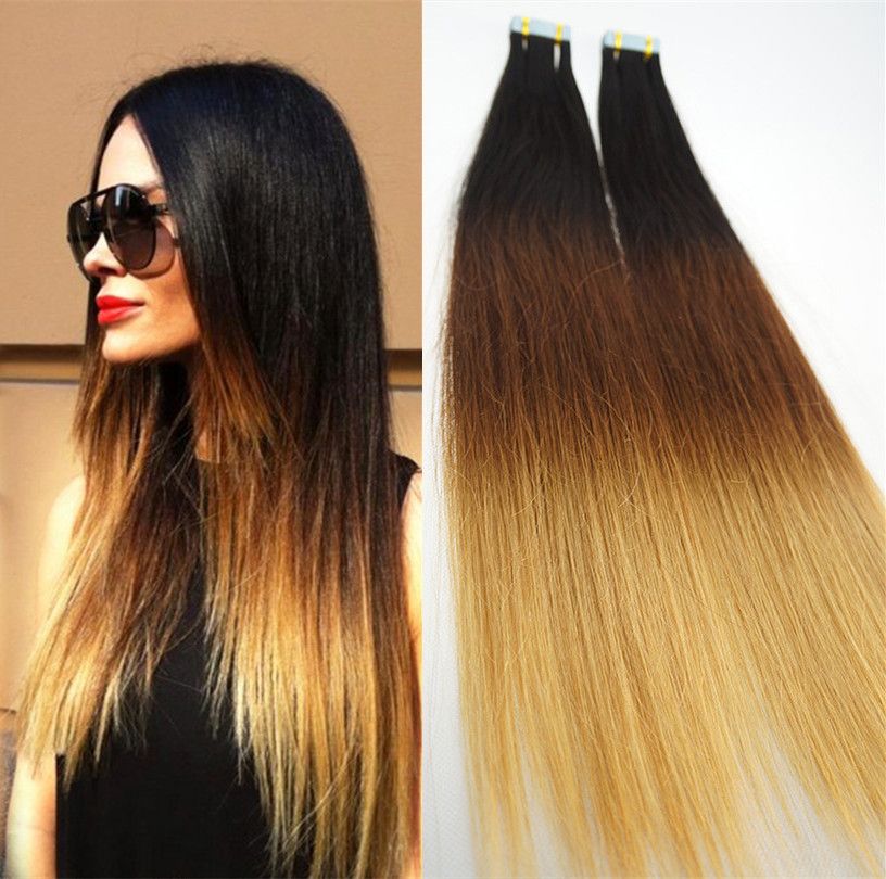 2016 Fashion Ombre Tape In Human Hair Extensions 14 28 Inches Strong