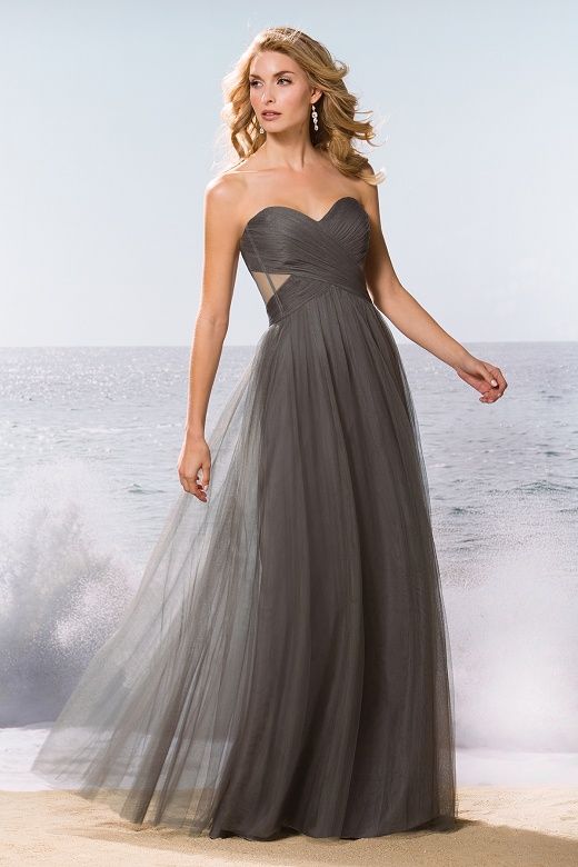 New Arrival Sweetheart Tulle Charcoal Grey Bridesmaid Dresses Cheap