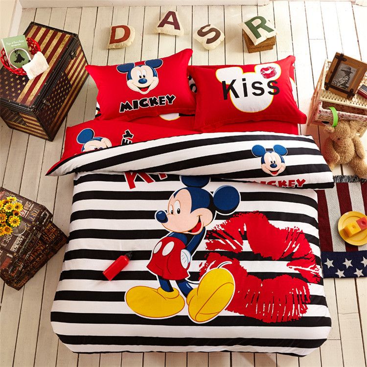 Minnie Mouse Twin Bed Set Latest Pink Mickey Bedding Interesting Baby Bedding Set Boy Kids Twin Sizefashion Cartoon Paradise Minie Mickey Mouse Bed Linen Cotton Mitchsingle Sheets Blue Duvet Cover King
