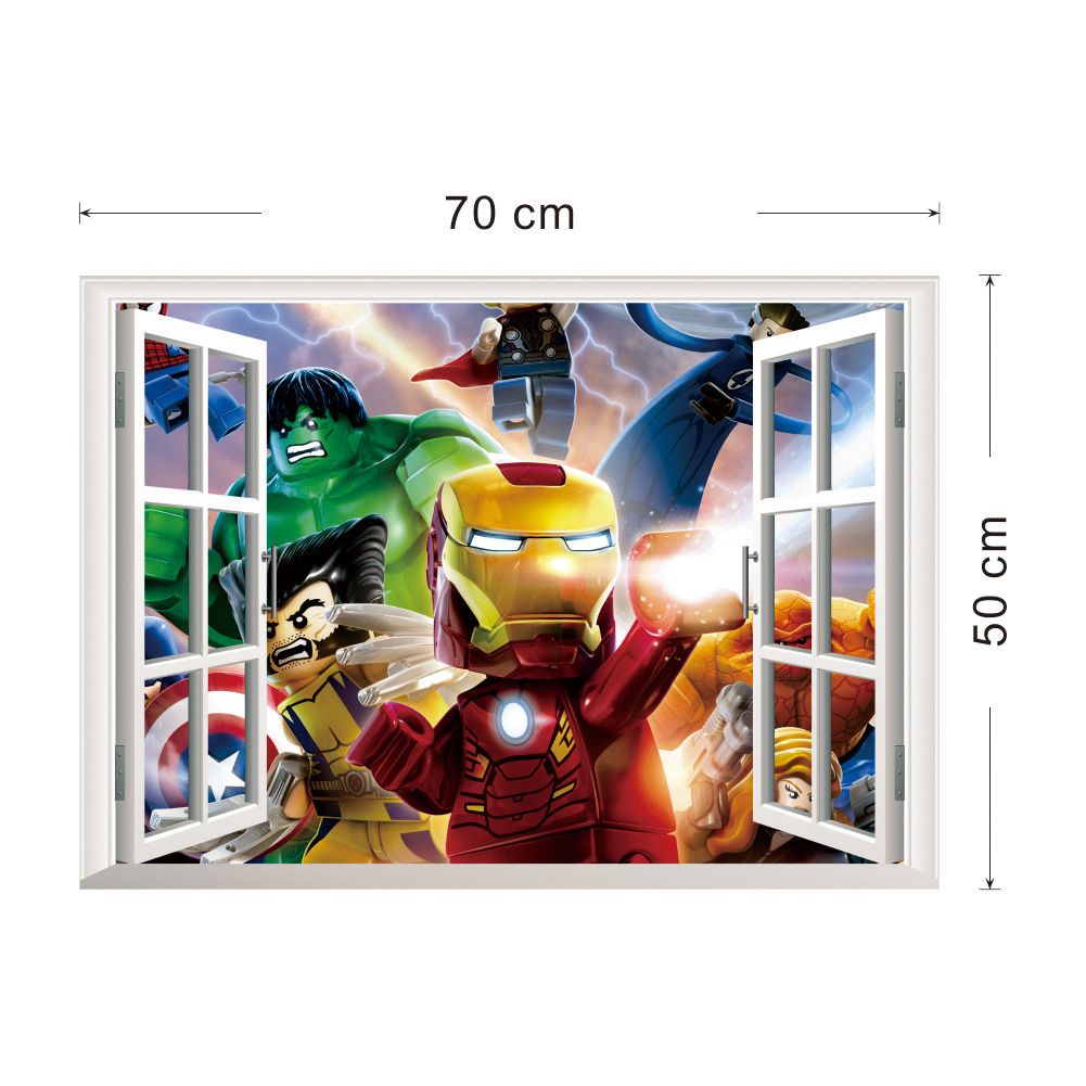 3d Window View The Lego Avengers Wall Art Decal Sticker Kids Boys Girls