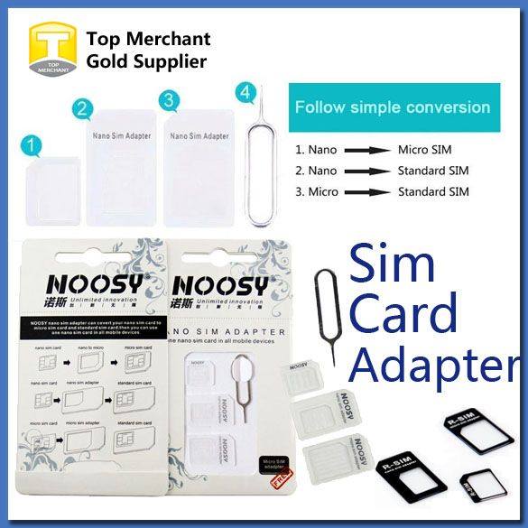 4 In 1 Noosy Nano Micro Sim Adapter Eject Pin For Iphone 5 For Iphone 4 4s 6 Samsung S4 S3 Sim Nano Sim To Micro Sim Adapter Template