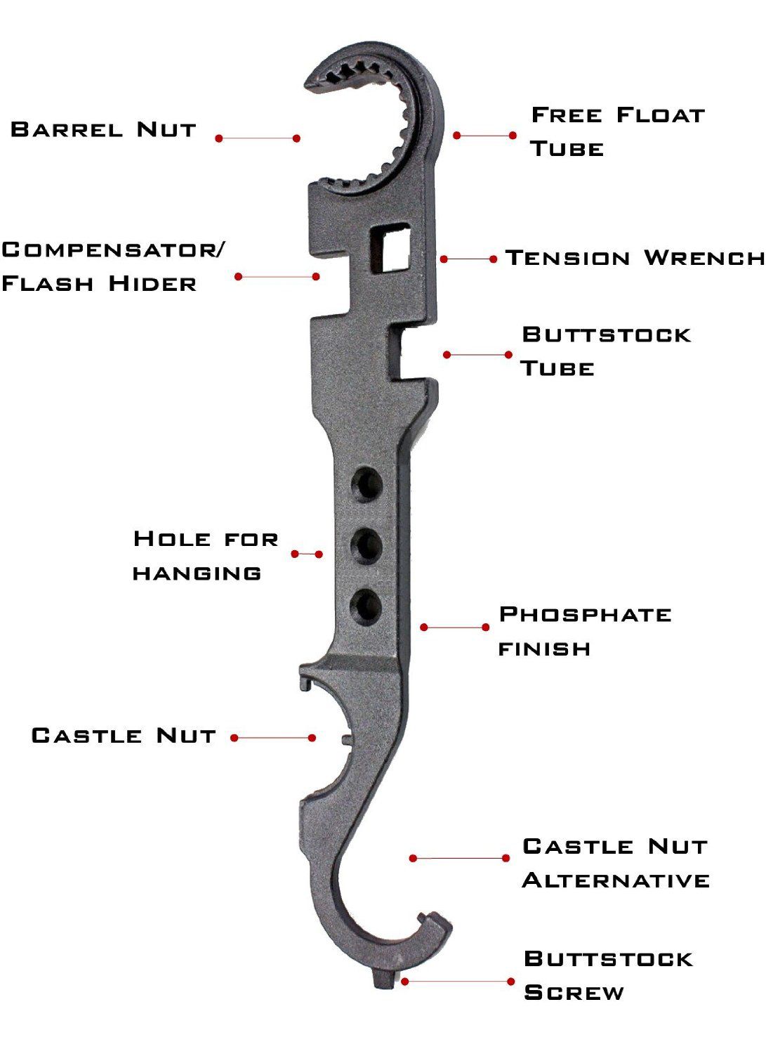 Ar15 Combo Wrench Tool Includes Castle Nut Wrench Barrel Nut Wrench