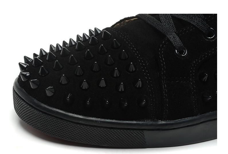 black suede men Red Bottom Shoes spikes Men\u0026#39;s flat women black ...