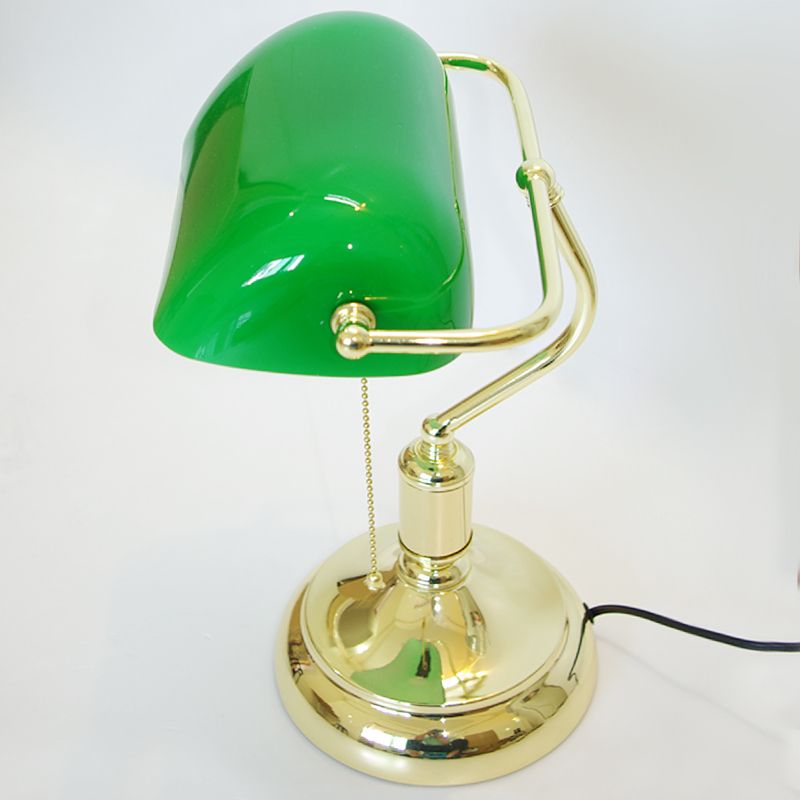 Vintage Bank Table Lamps Retro Brass Bankers Lamp Green Glass Lampshade Office Study Room Table Lamps Desk Lamp Glass