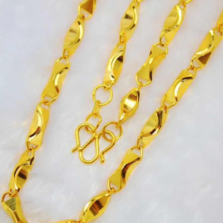 Crude Mens Fashion Authentic Korean Gold Plated Chain Necklace 24k Gold Jewelry Lasting Color