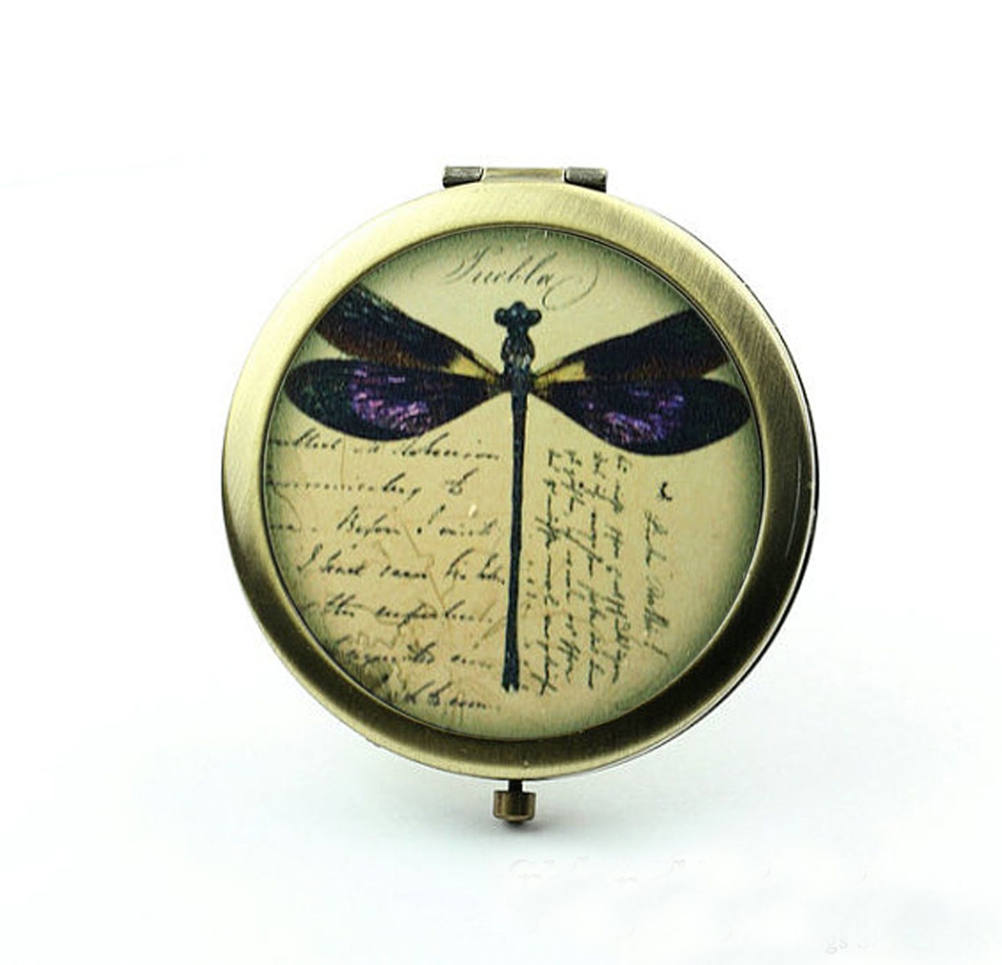 Vintage Dragonfly Pocket Mirror Personalized Compact Mirror Antique