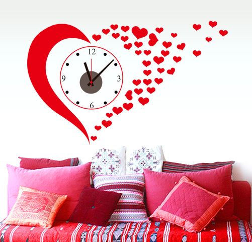 Clock Wall Art red love heart wall art wall clock decal home decoration wall Clock Wall Art red love heart wall art wall clock decal home decoration wall