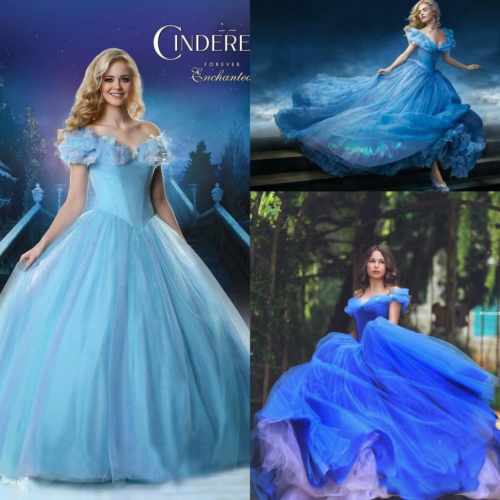 Amazing 2015 Fairy Cinderella Prom Dresses Luxury Crystals Lily James