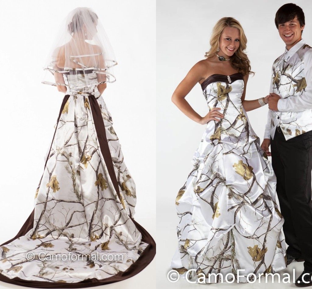 snow camo wedding dress
