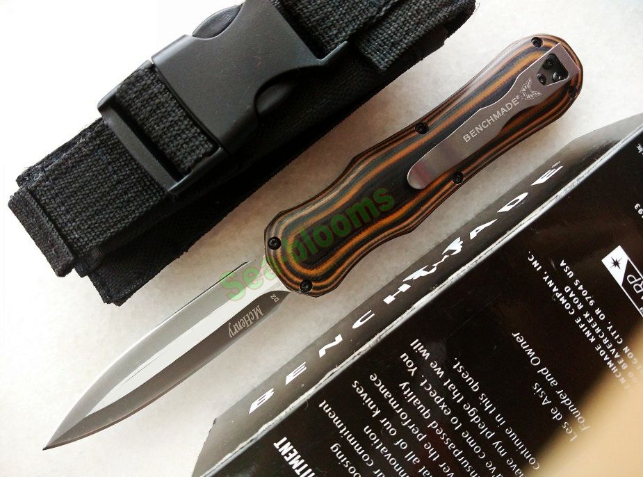 Brown Bm Benchmade 3350 Infidel Pocket Knife D2 Steel Double Edge Plain