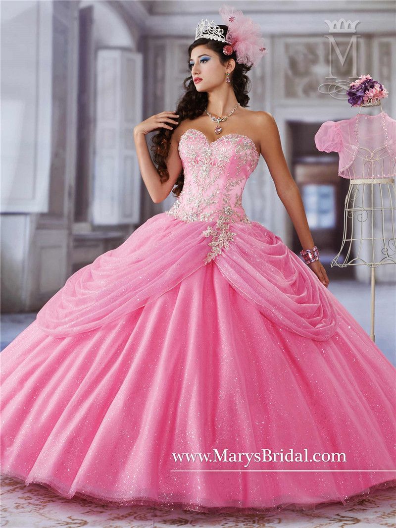 Pink Beautiful Quinceanera Dresses For 18 Years Old 2015 Ball Gown