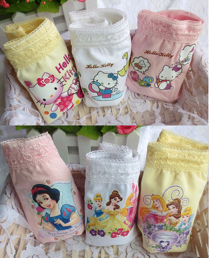2017 Lace Kids Girls Underwear Cartoon Hello Kitty Princess Cotton Children'S Briefs Panties