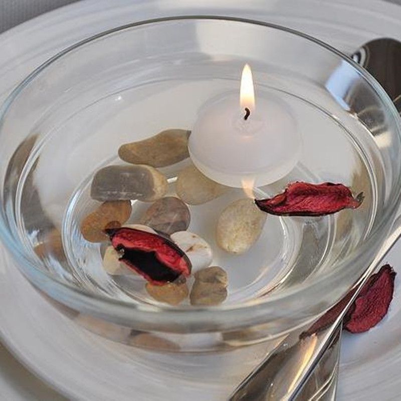 Pack Water Floating Candles Paraffin Wax Ronnd Ivory White Red Pink