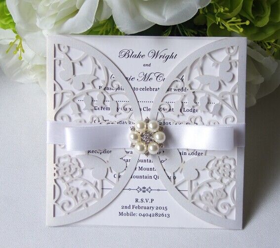 Laser Cut Butterfly Wedding Invitations Wholesale +Envelope Wedding Supplies Bridal Party