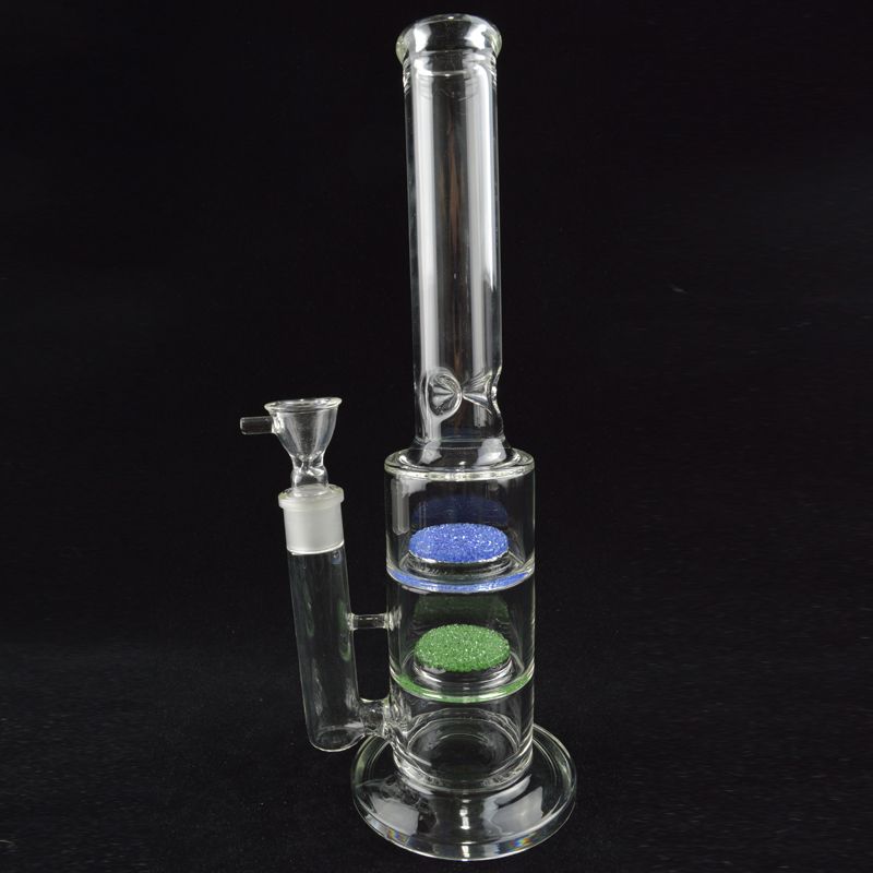 Online Cheap Fritted Disc Percolator Water Pipes Bong Blue Green 2