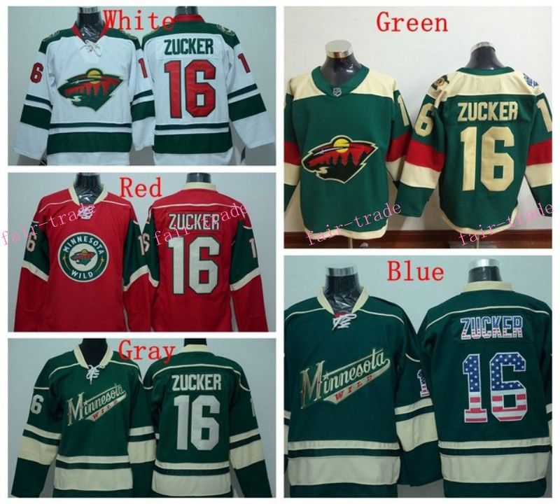 Online Cheap Top Quality Mens Minnesota Wild Jerseys 16 Jason Zucker